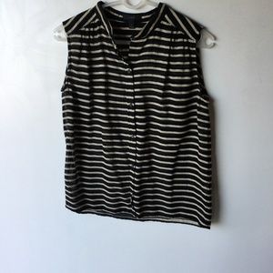 Sleeveless woven cotton striped top